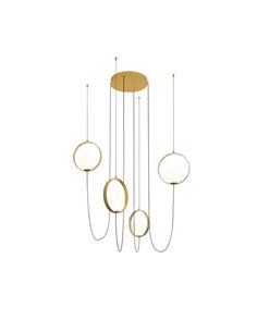 Lámpara de Techo Colgante LED HALO 4 Luces Oro Técnico/Negro - Opal, LED 4x5W 1480lm, 2700K-3000K con Interruptor deslizante