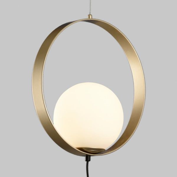 Plafonnier suspendu HALO LED 8 lumières technique or/noir - opale, LED 8x5W 2960lm, 2700K-3000K avec interrupteur à glissière