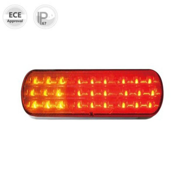 Piloto Trasero LED rectangular con Tulipa Transparente 3 Funciones 12V 24V 26021ARR-V
