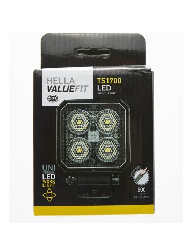 Faro de Trabajo LED cuadrado Mini Hella Value Fit TS1700 1700Lm 12V 24V con cable