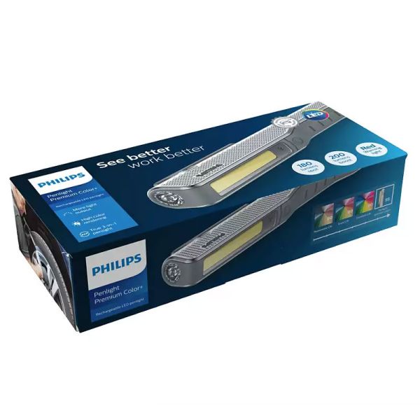 Lampe de poche professionnelle Penlight Premium Color+, en aluminium, résistante aux chocs et aux liquides 180Lm