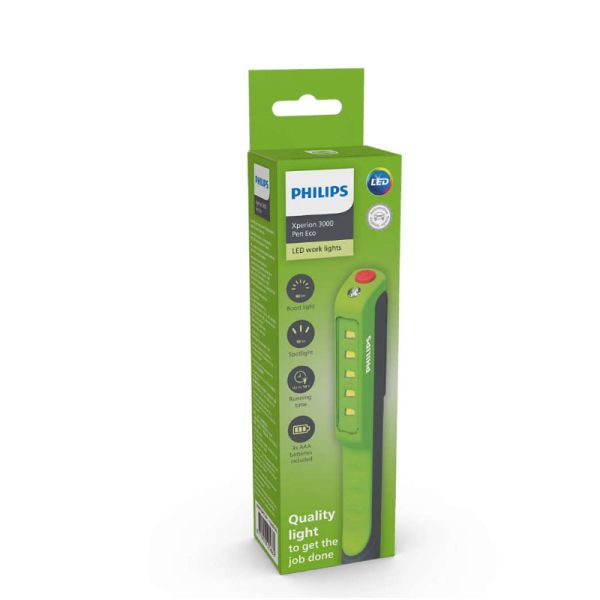Lámpara de taller LED Xperion 3000 Pen Eco con luz larga de 90Lm foco de 10Lm 6000K IK07 IP20