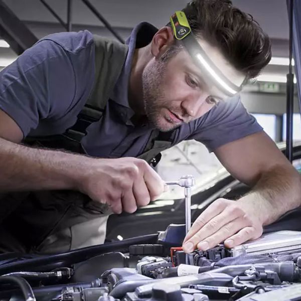 Lámpara para la frente panorámica 3 en 1 Head Xperion 6000 con Tira LED 300Lm + foco giratorio 120Lm + Sensor de movimiento