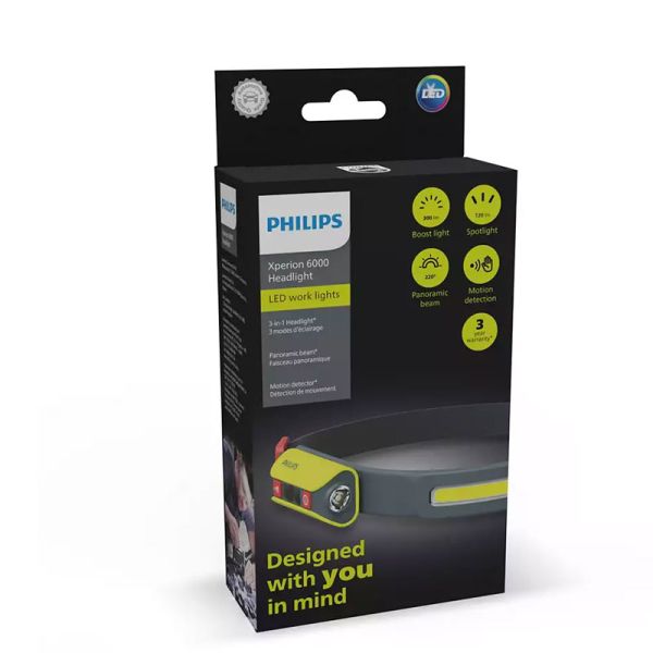 Head Xperion 6000 Lampe frontale panoramique 3-en-1 avec bande LED 300Lm + mise au point rotative 120Lm + capteur de mouvement