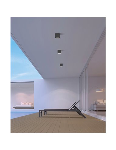 Plafón con LED COB integrado para Exterior HAMAL Antracita Texturado, LED COB 10W 3000K 860lm, CRI80 CL.I IP65, LED integrado