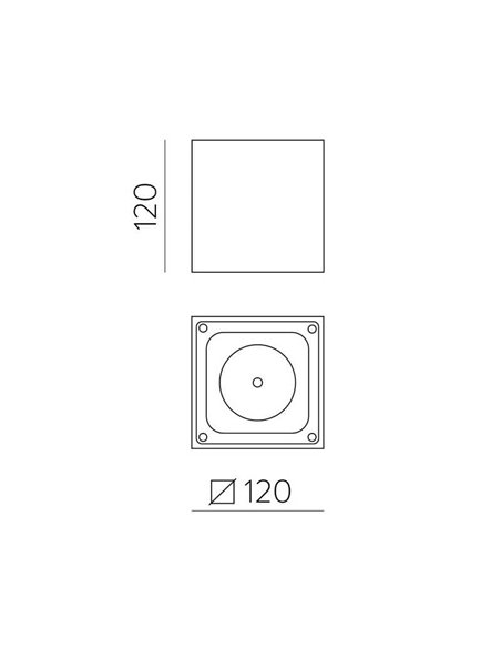 Plafón con LED COB integrado para Exterior HAMAL Antracita Texturado, LED COB 10W 3000K 860lm, CRI80 CL.I IP65, LED integrado