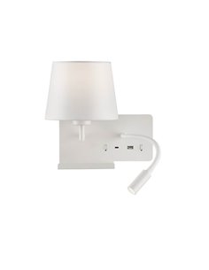 HOLD Aplique de parede esquerdo para quarto com dois interruptores e base para celular, LED ajustável, com USB, COM USBC, branco