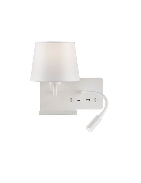 HOLD Aplique de parede esquerdo para quarto com dois interruptores e base para celular, LED ajustável, com USB, COM USBC, branco
