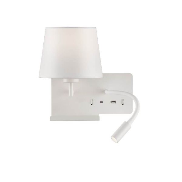 HOLD Applique murale gauche pour chambre à coucher avec deux interrupteurs et base pour téléphone portable, LED réglable, avec U