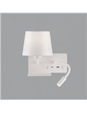 HOLD Applique murale gauche pour chambre à coucher avec deux interrupteurs et base pour téléphone portable, LED réglable, avec U
