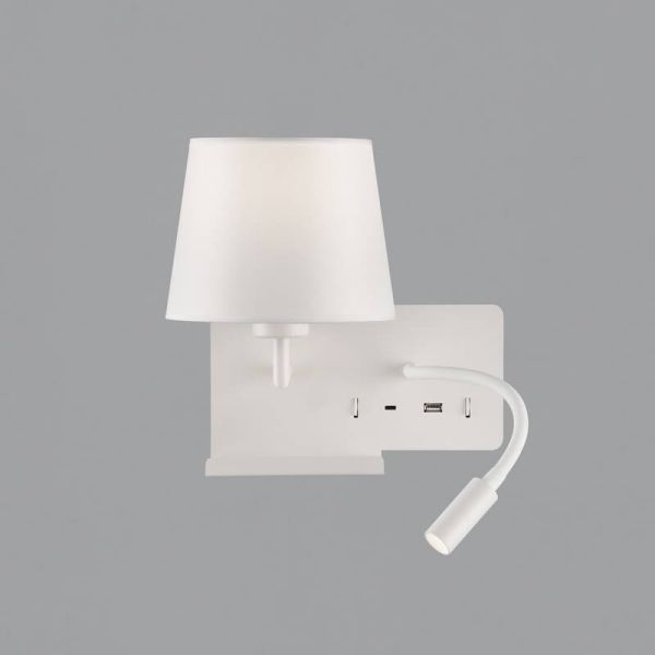 HOLD Applique murale gauche pour chambre à coucher avec deux interrupteurs et base pour téléphone portable, LED réglable, avec U