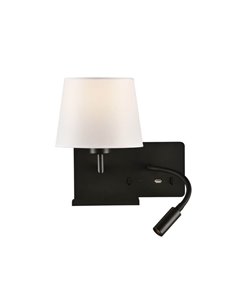 HOLD Applique murale gauche pour chambre à coucher avec deux interrupteurs et base pour téléphone portable, LED réglable, avec U