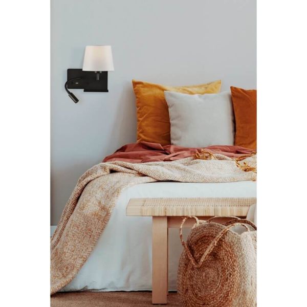 HOLD Applique murale droite pour chambre à coucher avec deux interrupteurs et base mobile, LED réglable, avec USB, AVEC USBC, no