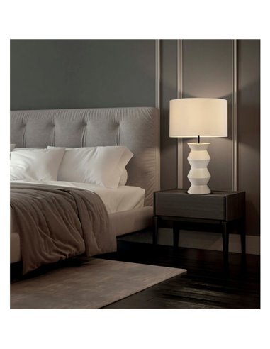 Lampe de table design IBIZA Blanc mat, E27 15W, avec interrupteur à câble