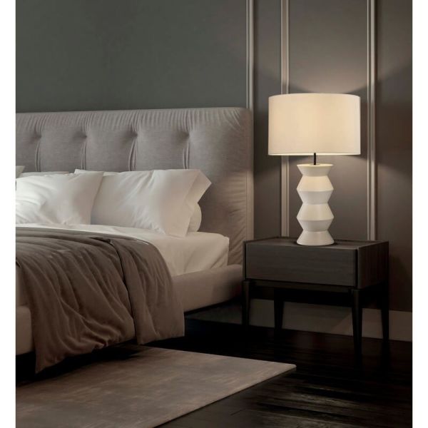 Lampe de table design IBIZA Blanc mat, E27 15W, avec interrupteur à câble