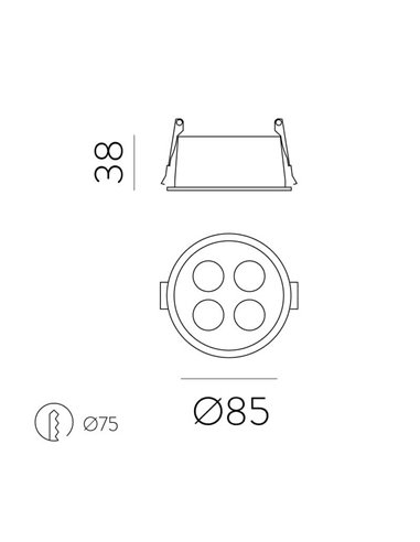 Spot LED encastrable circulaire INVISIBLE Blanc/Noir, 9W 3000K 680lm