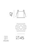 Foco Downlight Empotrable LED Cuadrado INVISIBLE Blanco/Negro, 3W 3000K 170lm
