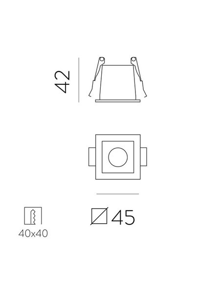 Foco Downlight Empotrable LED Cuadrado INVISIBLE Blanco/Negro, 3W 3000K 170lm