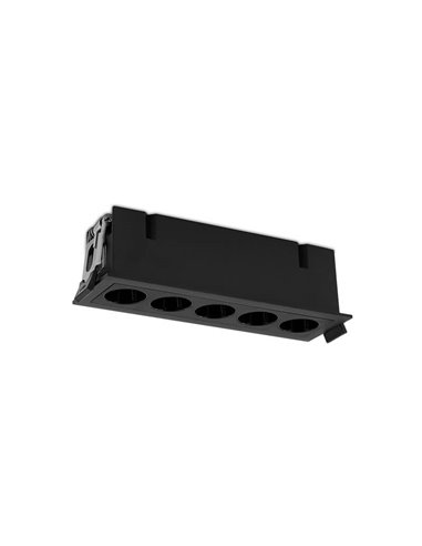 Downlight empotrable rectangular de 5 Focos INVISIBLE Blanco/Negro, 12W 3000K 850lm