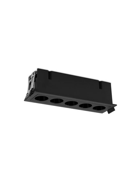 Downlight empotrable rectangular de 5 Focos INVISIBLE Blanco/Negro, 12W 3000K 850lm