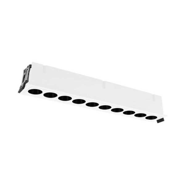 Downlight empotrable rectangular de 10 Focos INVISIBLE Blanco/Negro, 24W 3000K 1790lm