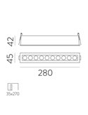 Downlight empotrable rectangular de 10 Focos INVISIBLE Blanco/Negro, 24W 3000K 1790lm
