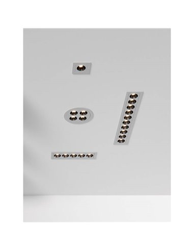 Downlight encastrable rectangulaire avec 10 Spots INVISIBLES Blanc/Noir, 24W 3000K 1790lm