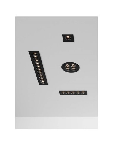 Downlight encastrable rectangulaire avec 10 Spots INVISIBLES Blanc/Noir, 24W 3000K 1790lm
