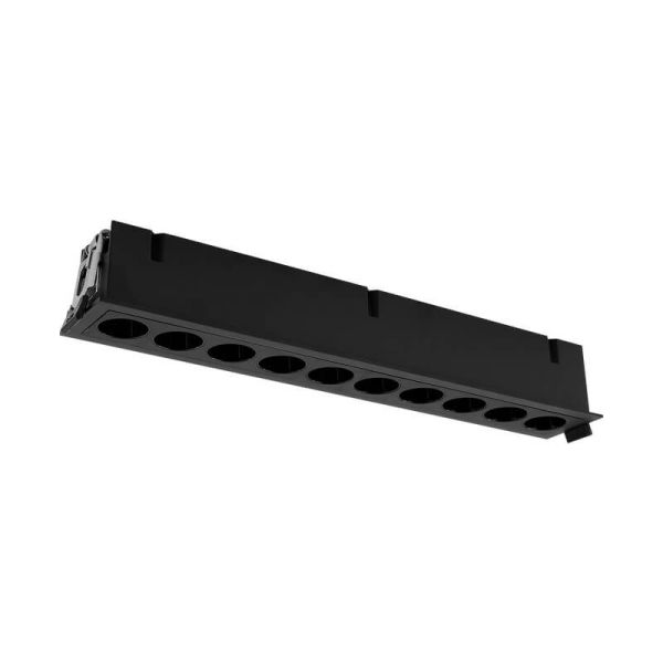Downlight retangular embutido com 10 focos INVISÍVEIS Branco/Preto, 24W 3000K 1790lm