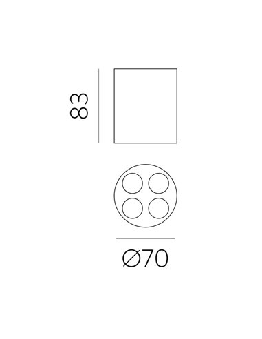 Plafón LED de superficie circular INVISIBLE Blanco/Negro, 9W 3000K 680lm