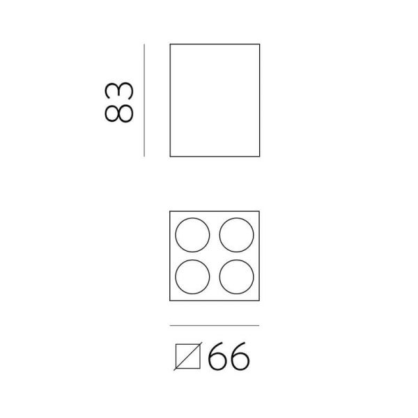 Plafón LED cuadrado de superficie INVISIBLE Blanco/Negro, 9W 3000K 680lm