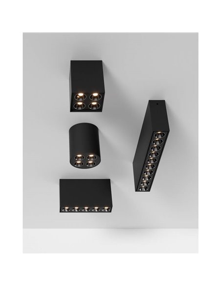 Plafón de superficie LED con 5 focos INVISIBLE Blanco/Negro, LED 12W 3000K 850lm,138mm
