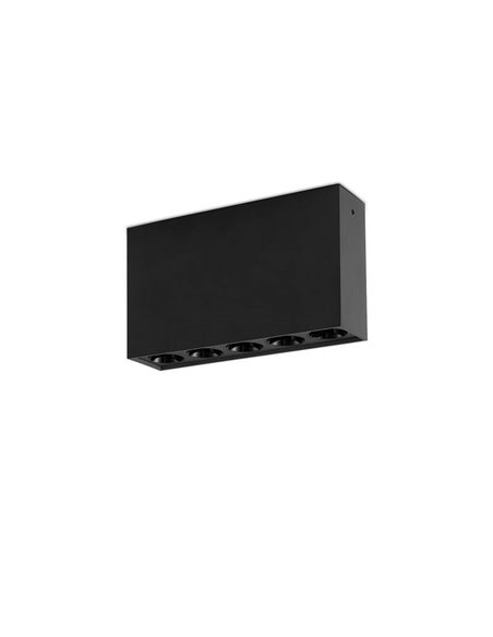 Plafón de superficie LED con 5 focos INVISIBLE Blanco/Negro, LED 12W 3000K 850lm,138mm