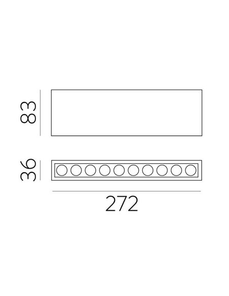 Plafón de superficie LED con 10 focos INVISIBLE 272mm Blanco/Negro, LED 24W 3000K 1790lm