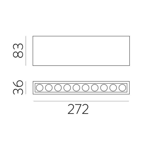 Plafón de superficie LED con 10 focos INVISIBLE 272mm Blanco/Negro, LED 24W 3000K 1790lm