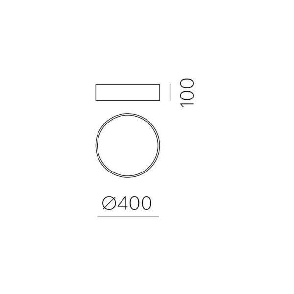 Plafon LED circular ISIA Ø40cm Branco/Preto/Dourado, 40W 3660lm, Interruptor deslizante Kelvin 3000K-4000K com interruptor desli