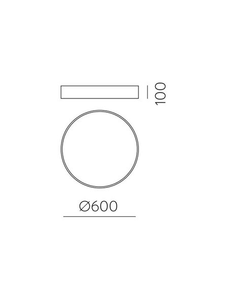 Plafon LED circular ISIA Ø60cm Branco/Preto/Dourado, 55W 5250lm, Interruptor deslizante Kelvin 3000K-4000K com interruptor desli