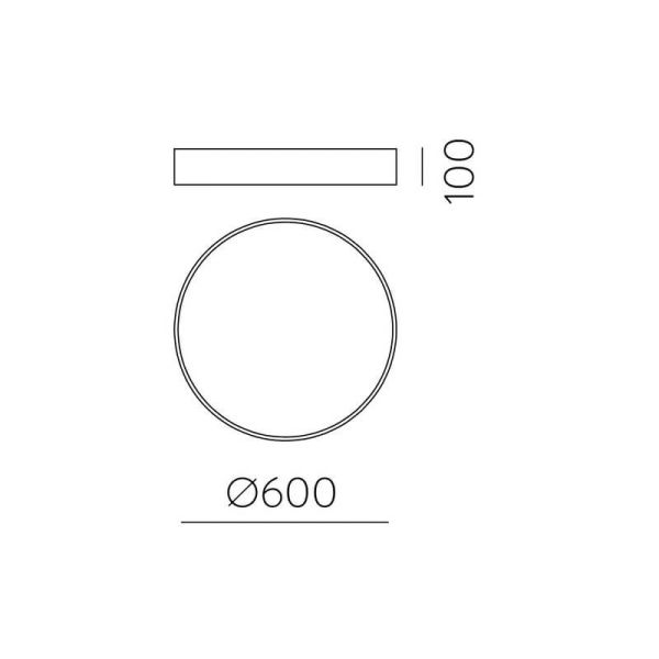 Plafonnier LED circulaire ISIA Ø60cm Blanc/Noir/Or, 55W 5250lm, Kelvin 3000K-4000K Interrupteur à glissière avec interrupteur à 