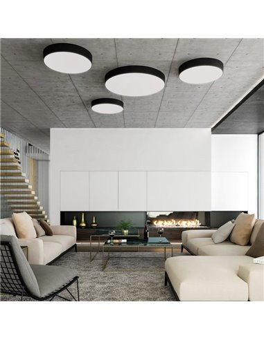 Plafón LED circular ISIA Ø60cm Blanco/Negro/Oro, 55W 5250lm, Kelvin 3000K-4000K Slide Switch con Interruptor deslizante Con y Si