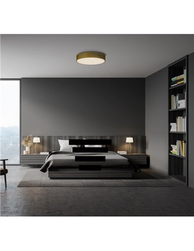 Plafonnier LED circulaire ISIA Ø60cm Blanc/Noir/Or, 55W 5250lm, Kelvin 3000K-4000K Interrupteur à glissière avec interrupteur à 