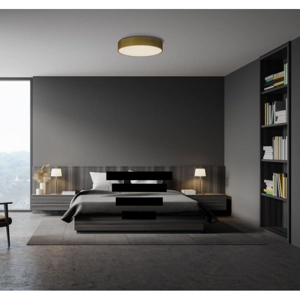 Plafon LED circular ISIA Ø60cm Branco/Preto/Dourado, 55W 5250lm, Interruptor deslizante Kelvin 3000K-4000K com interruptor desli