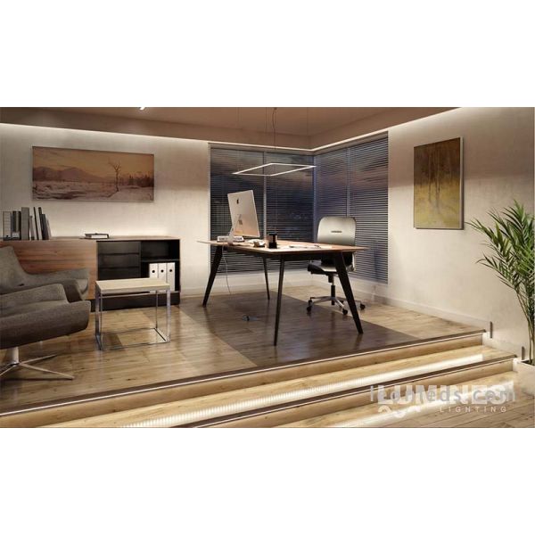 Perfil para Tira de  LED para Iluminación Decorativa en mobiliario y acabados interiores color bruto sujetar con tornillos cinta