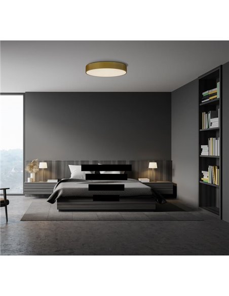 Grand plafonnier LED circulaire ISIA Ø80cm Blanc/Noir/Or, 88W 8440lm, Interrupteur à Glissière Kelvin 3000K-4000K avec Interrupt