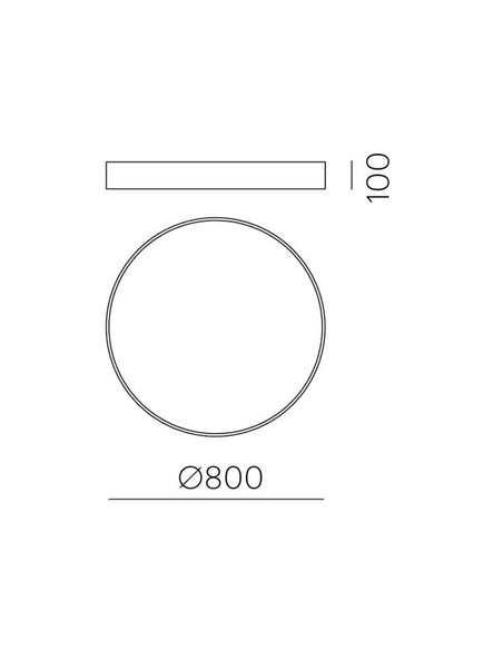 Plafón LED circular grande ISIA Ø80cm Blanco/Negro/Oro, 88W 8440lm, Kelvin 3000K-4000K Slide Switch con Interruptor deslizante C