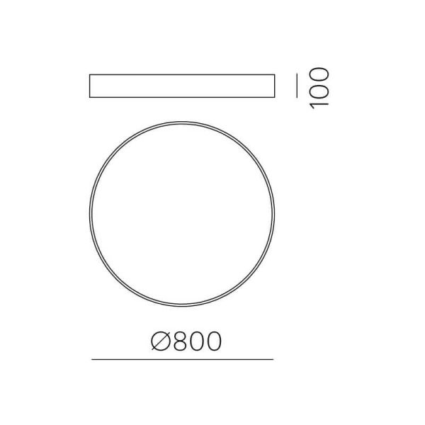 ISIA grande plafon LED circular Ø80cm branco/preto/dourado, 88W 8440lm, interruptor deslizante Kelvin 3000K-4000K com interrupto