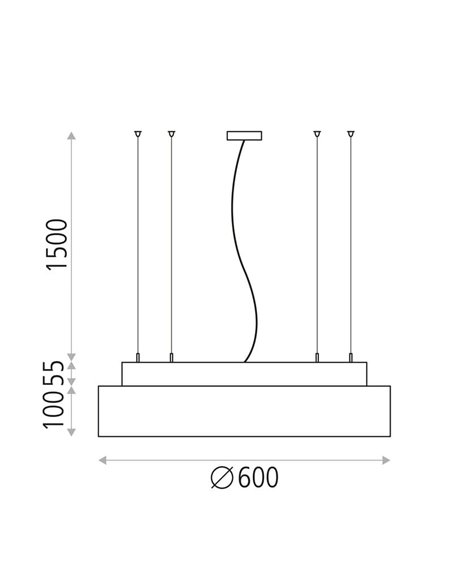 Candeeiro Suspenso LED com Purificador de Ar ISIA AIR CLEANER Branco/Preto, T5 UV-C 2x15W + LED 55W 5250lm, Controlo Remoto, K