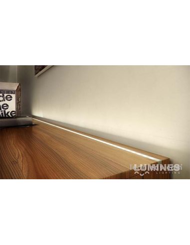 Perfil para Tira de  LED para Iluminación Decorativa en mobiliario y acabados interiores color bruto sujetar con tornillos cinta