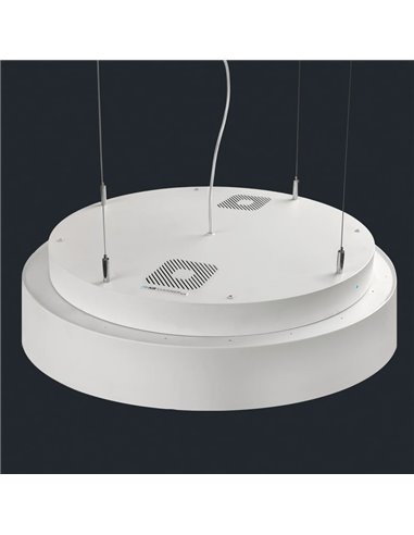 Candeeiro Suspenso LED com Purificador de Ar ISIA AIR CLEANER Branco/Preto, T5 UV-C 2x15W + LED 55W 5250lm, Controlo Remoto, K