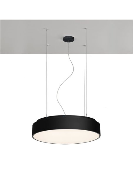 Candeeiro Suspenso LED com Purificador de Ar ISIA AIR CLEANER Branco/Preto, T5 UV-C 2x15W + LED 55W 5250lm, Controlo Remoto, K