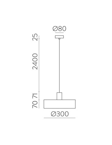 Candeeiro suspenso de teto JARVIS Ø30cm E27 15W, branco/preto com kit de teto branco/preto